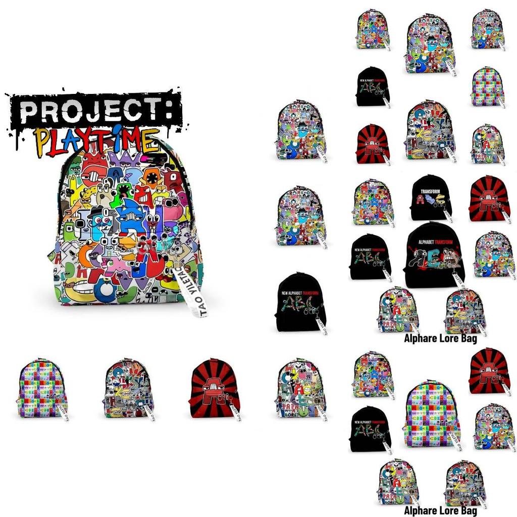 Unisex Oxford Cloth Printed Backpack Alphabet Lore Design Student Gift