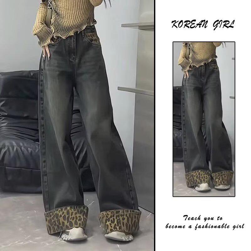 

Женские джинсы клеш с леопардовым принтом в стиле ретро, 2025 2XL: 155-165CM (133-145 jin)