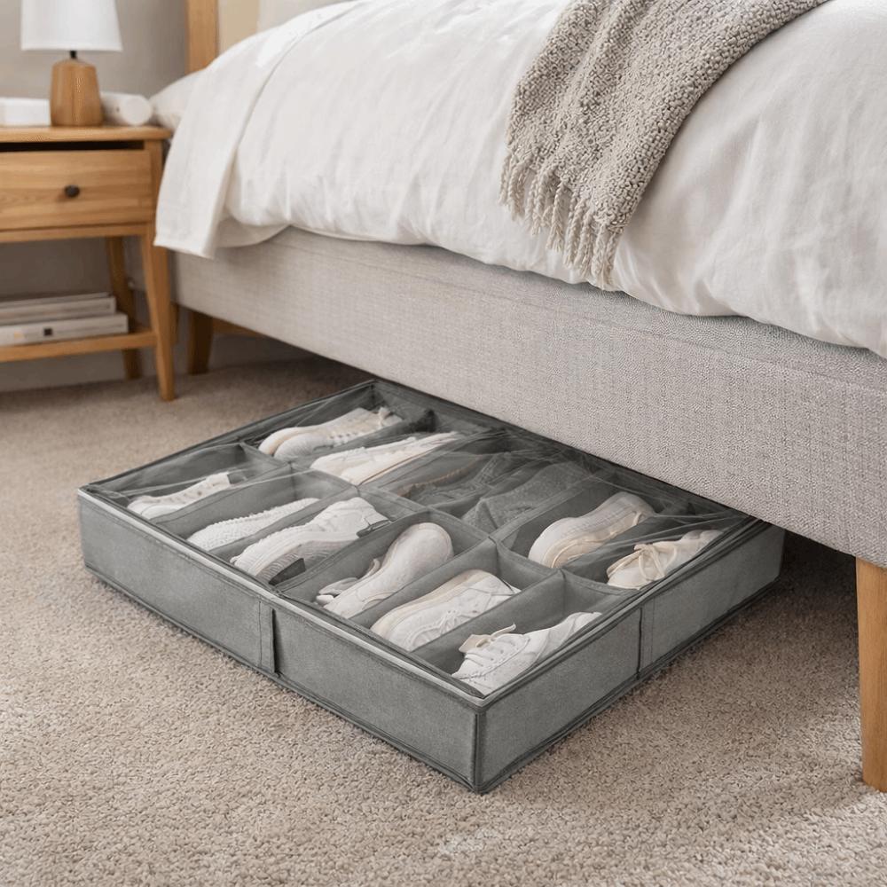 12 Fächer Unterbett Schuhaufbewahrungsbox Große Kapazität Schuhorganisator Schuhtasche Für Zuhause