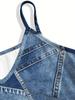 Abito da Donna alla Moda 2026 Estate Autunno con Stampa Denim Sintetico e Spalline Sottili