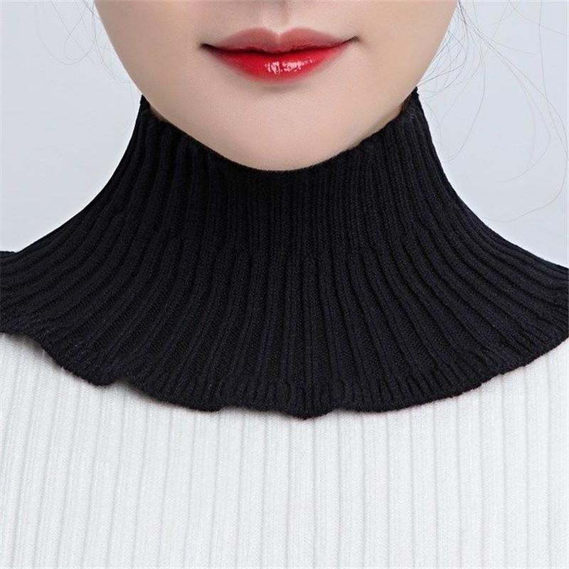 Warm Knitted Fake Collar Women Turtleneck Ruffles Knitted False Fake Collar Detachable Neck Warmer Winter Windproof Fake Collars