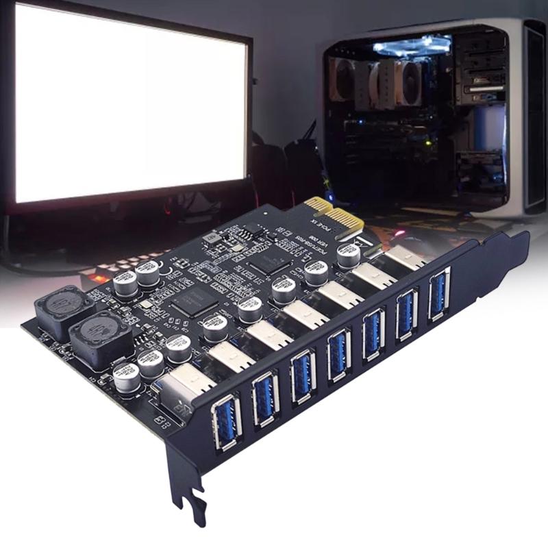 USB3.2 GEN1 5Gbps Adapter Card 7-port Expansion Card RENESAS Control D720201+720210 5Gbps PCIE X1
