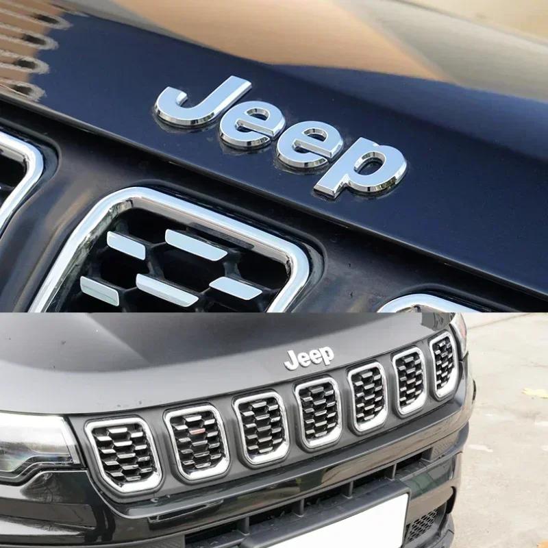 Car Front Hood Emblem for Jeep Grand Cherokee Wrangler Renegade Patriot Liberty Compass Rear Trunk Side Badge Sticker Decals ALV1
