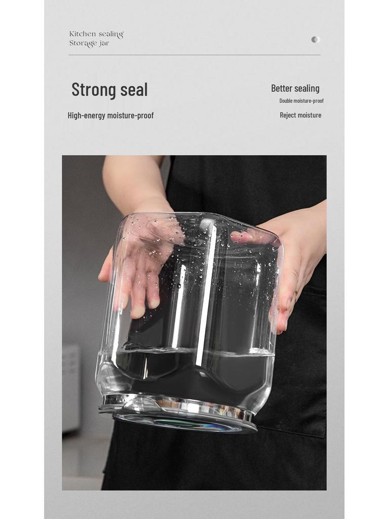 Food-Grade Transparent Storage Jar - Thickened, Moisture & Dust-Proof, Fresh-Keeping Kitchen Grain Container.
