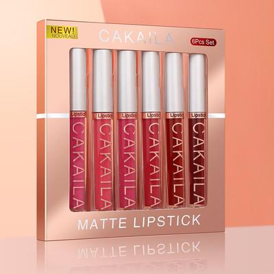 CAKAILA 6-Piece Matte Lipstick Set, Non-Stick, FDA & MSDS Certified Lip Glaze.
