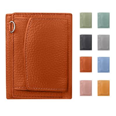 [F.ZH] Genuine Leather Mini Wallet for Women, Tri-fold Wallet, Box-Shaped, Small, Lightweight, Large Capacity, Coin Purse, Multiple Card Slots, Men's