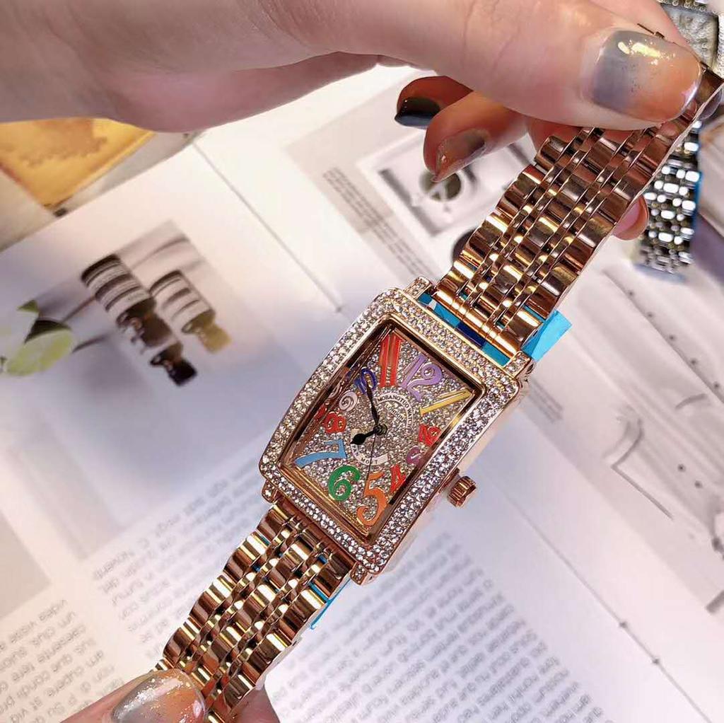 Watch Ladies Fashion Retro Steel Belt Digital Rectangle Bracelet Tide Diamond Watch