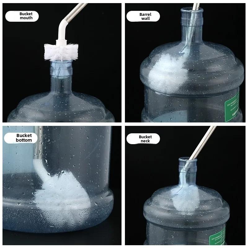 Bucket Brush Brush L-shaped Cleaning Brush Stainless Steel Handle Suitable for Hanging Water Bottle Cleaning Products Plastic