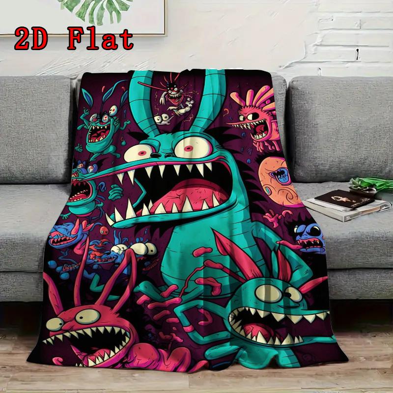 Colorful monster illustration 2D Flat Pattern Flannel Blanket High quality All Seasons Warmth and Comfort Perfect for Christmas Gifts.MMT0918347