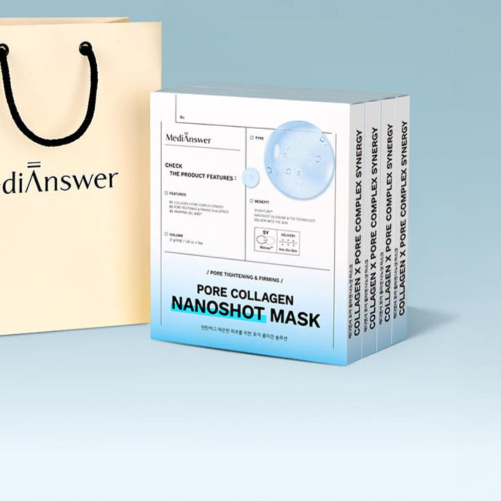 Medianswer Pore Collagen Nano Shot Gel Mask 5 Sheets x 4 Boxes (20 Sheets)