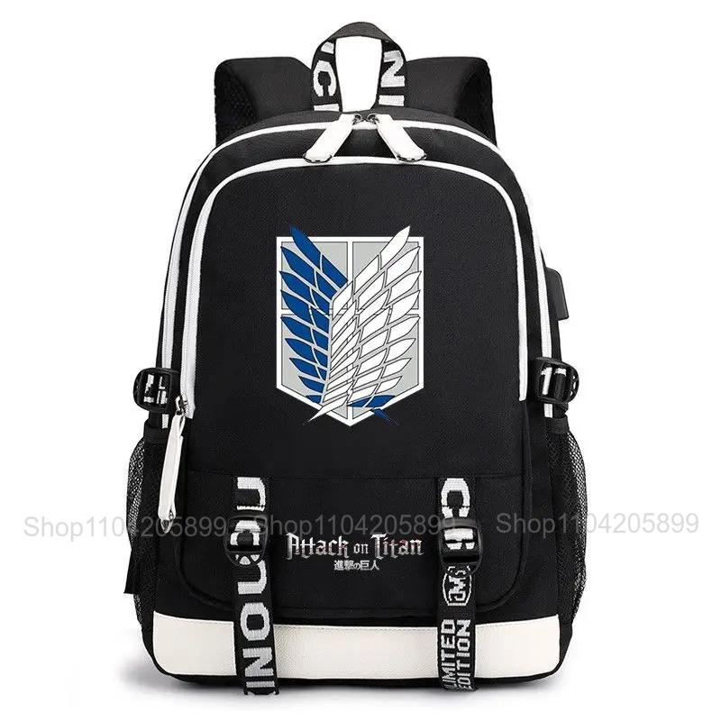 Attack On Titan Backpack,Anime Large Capacity Student SchoolBag Boys Mochilas Daily Bookbag Casual Portable Rucksack