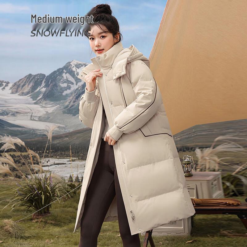 SNOWFLYING Women's Detachable Hooded Long Down Jacket X40147004F