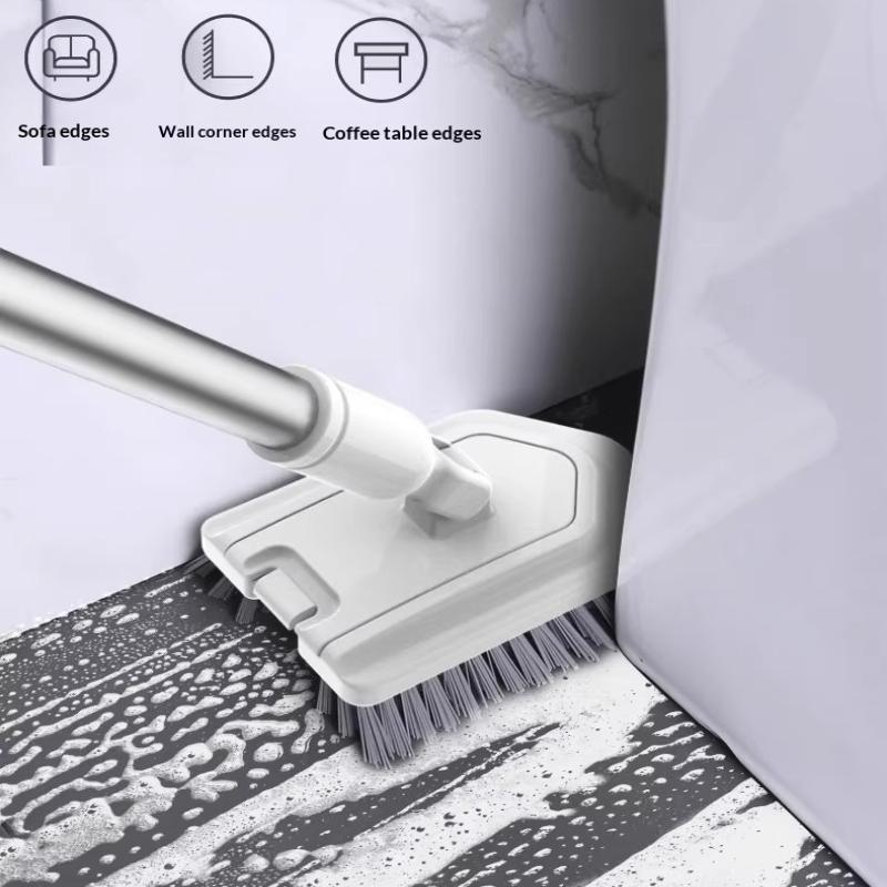 Teleskopik Uzun Saplı Temizlik Fırçası Banyo Fayans Tuvalet Üçgen Fırça Çok Fonksiyonlu Çift Fırça Başlıklı Yer Fırçası