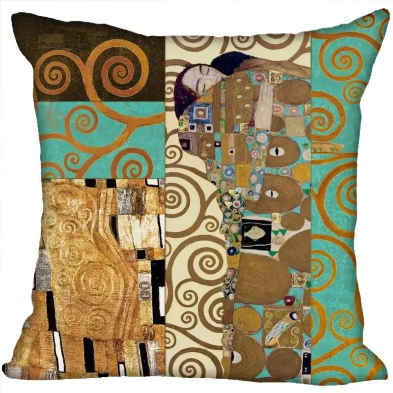Benutzerdefinierte Kunstmuster Kissenbezüge Gustav Klimt Quadratischer Kissenbezug Weihnachten Reißverschluss-Kissenbezug 45*45cm(Eine Seite)