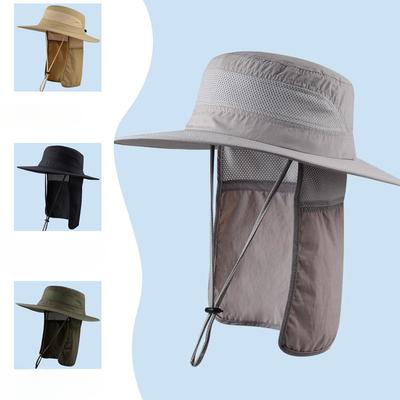 Outdoor Mountaineering Fishing Sun Hat Quick Dry Fisherman Hat Sun Protection Hat Men Summer Riding Mesh Large Brim Sun Hat