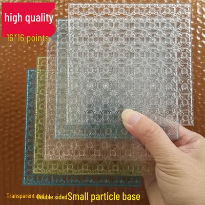 Double-Sided 16x16 Transparent Stud Baseplate for MOC Building Block Scene