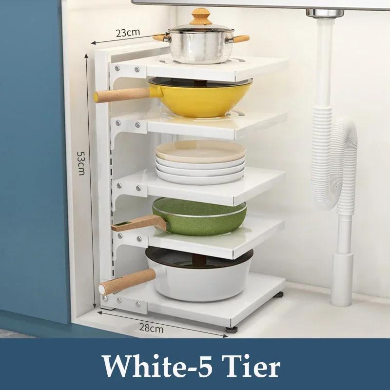 Multi-layer Kitchen Storage Racks Sewer Cabinet Layered Pot Rack Table Corner Holder Pot Pan Organizers Home Kitchen Accesories