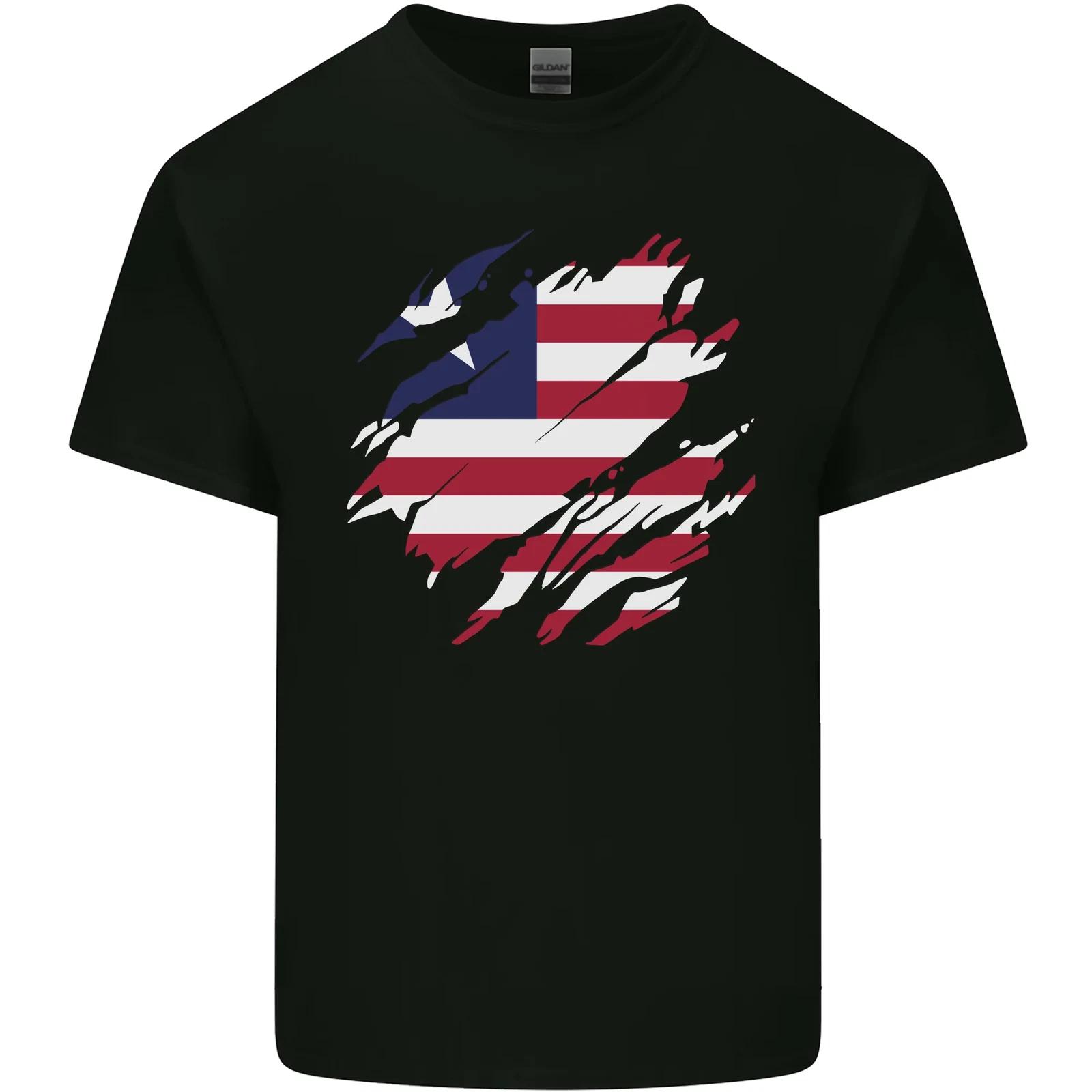 Torn Liberia Flag Liberian Day Football Kids T-Shirt Childrens S