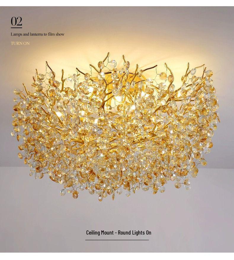 Villa Crystal Branch Chandelier: Elegant American French Luxury for Grand Living Rooms and Halls