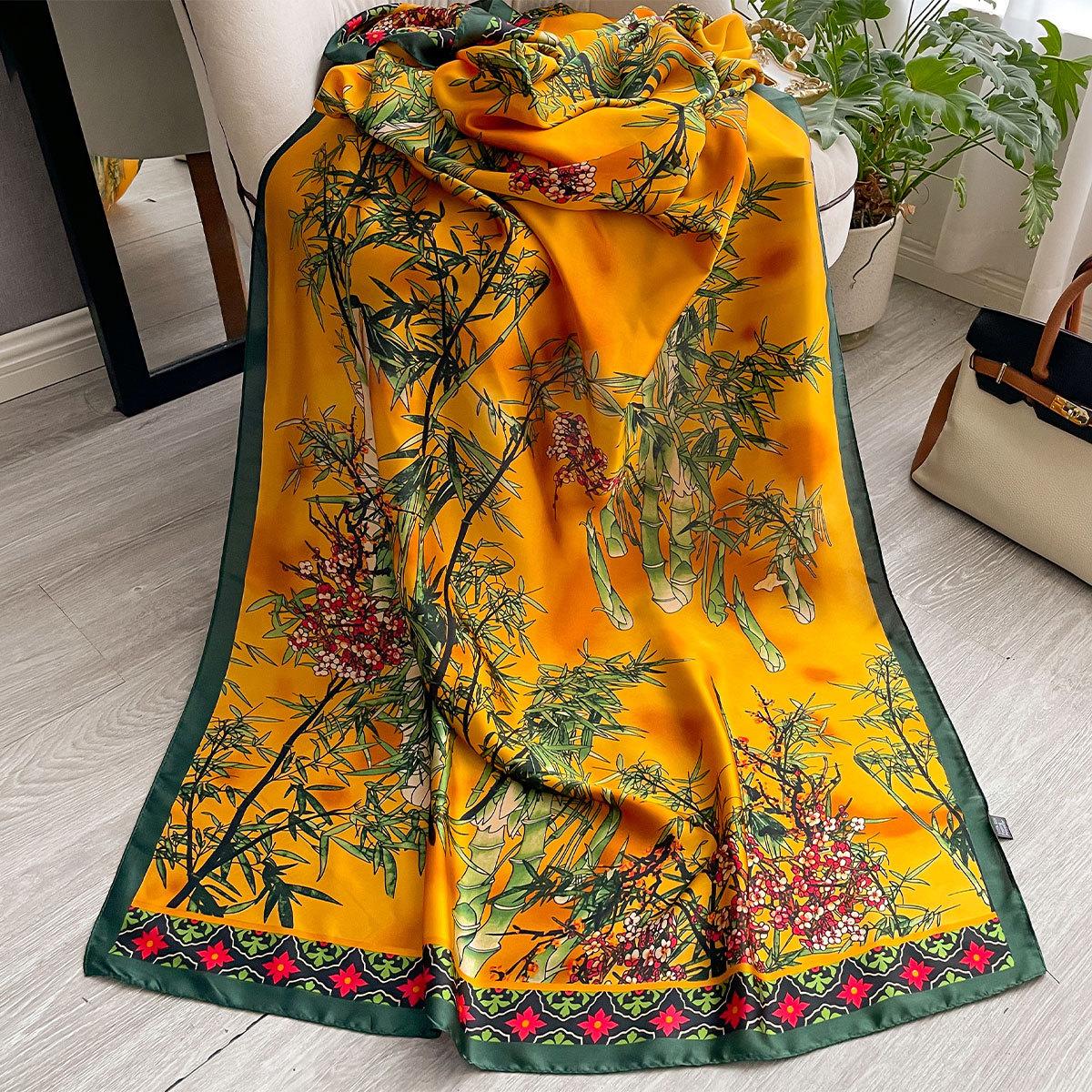 

Имитация шелкового шарфа Женская шаль высокого класса Дорожный длинный шарф Осенняя мода Универсальный шарф на весну и осень Женский 180*90