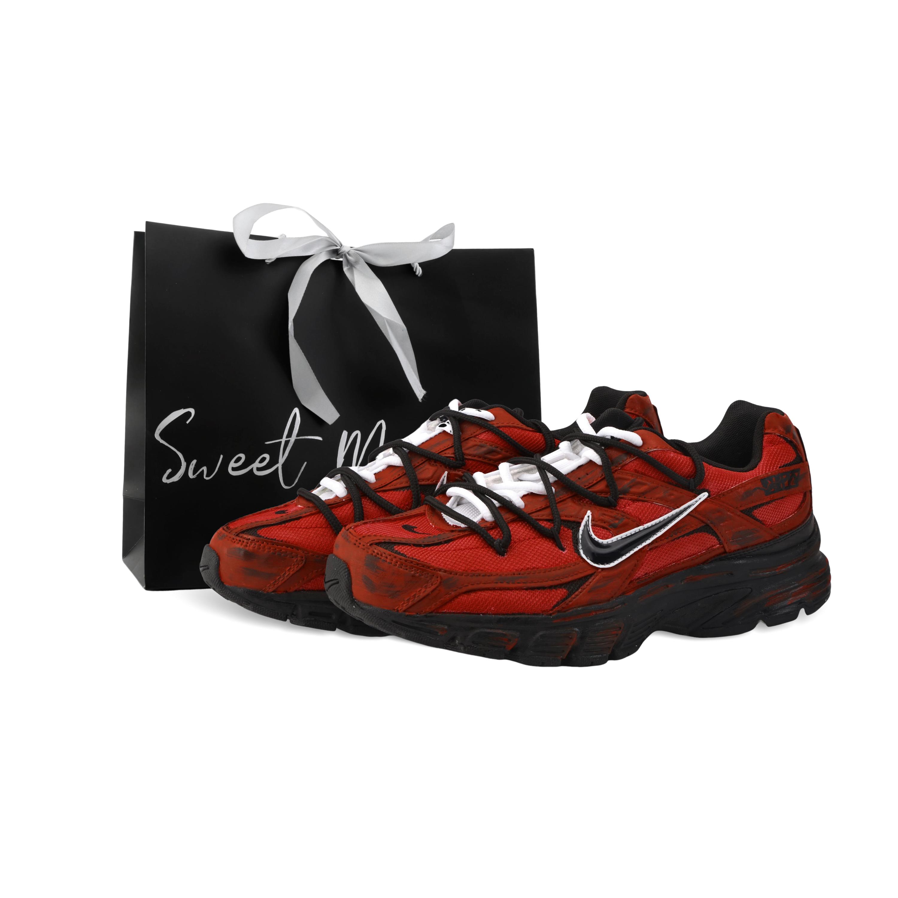 

Nike Initiator Cushioning Abrasion Resistant Breathable Low top Running Shoes Unisex Red Black 394055-100(Team889-) 43