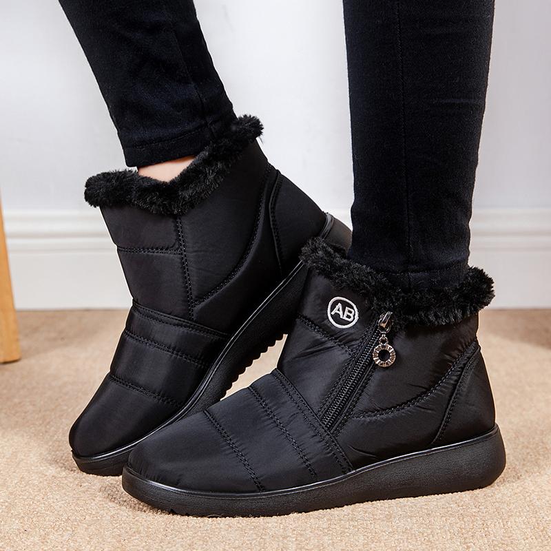 Lucyever Fashion Zipper Waterproof Snow Boots for Women Keep Warm Non Slip Winter Boots Woman Plus Size Platform Ankle Booties