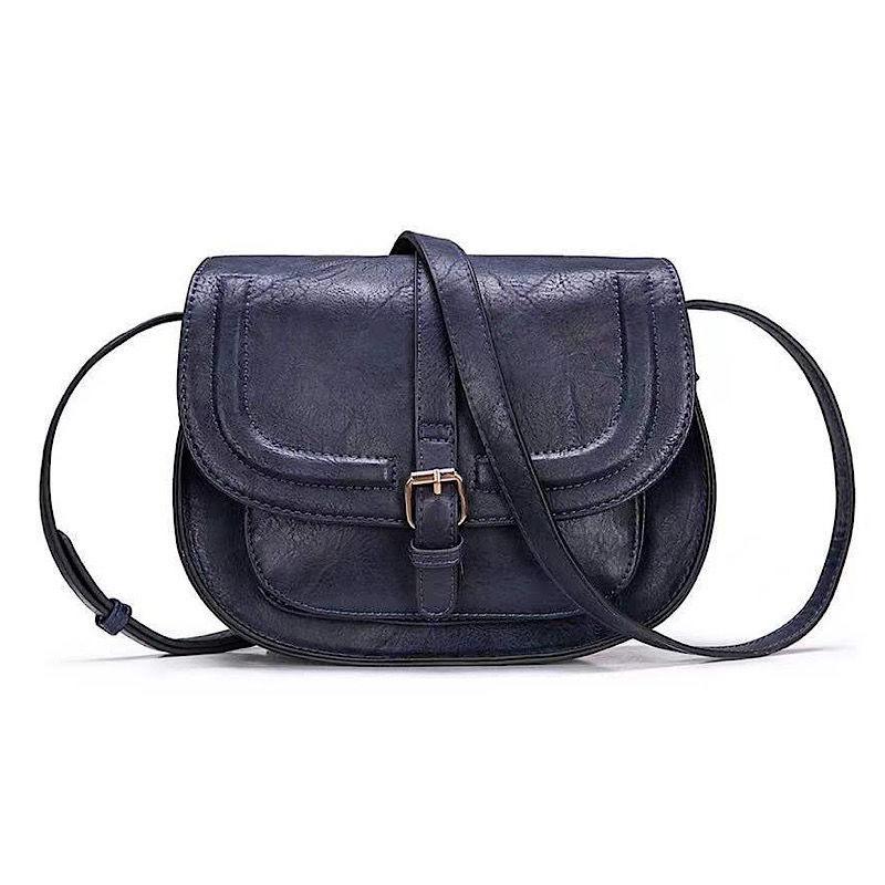 Hot-selling Hong Kong Style Retro Saddle Bag Women's Shoulder Messenger Bag European and American Versatile Women's Semi-round Bag Women