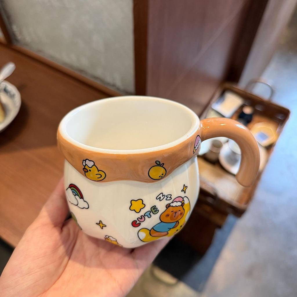 Ceramic Cup With Lid Cute Mug High Value Water Cup Female Couple Home Coffee Breakfast Cup