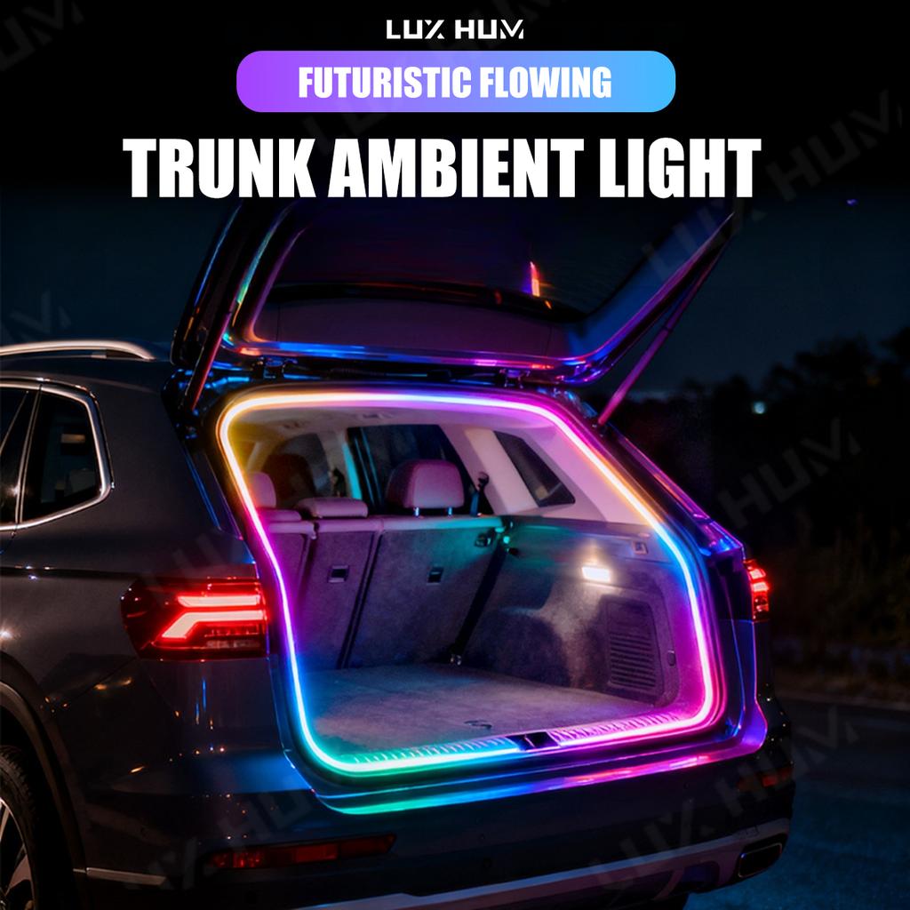 Dynamic Flowing Car Trunk Light Strip for SUV 400cm Flexible Multi-Color RGB Neon Atmosphere Light 12V App Control Ambient Lamp