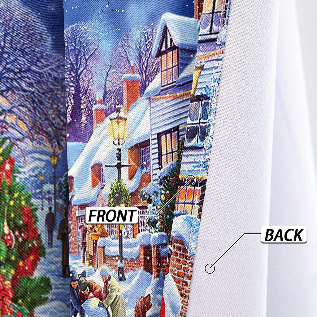 Custom High-Precision Blackout Silk Christmas Curtains with Grommet/Rod Pocket