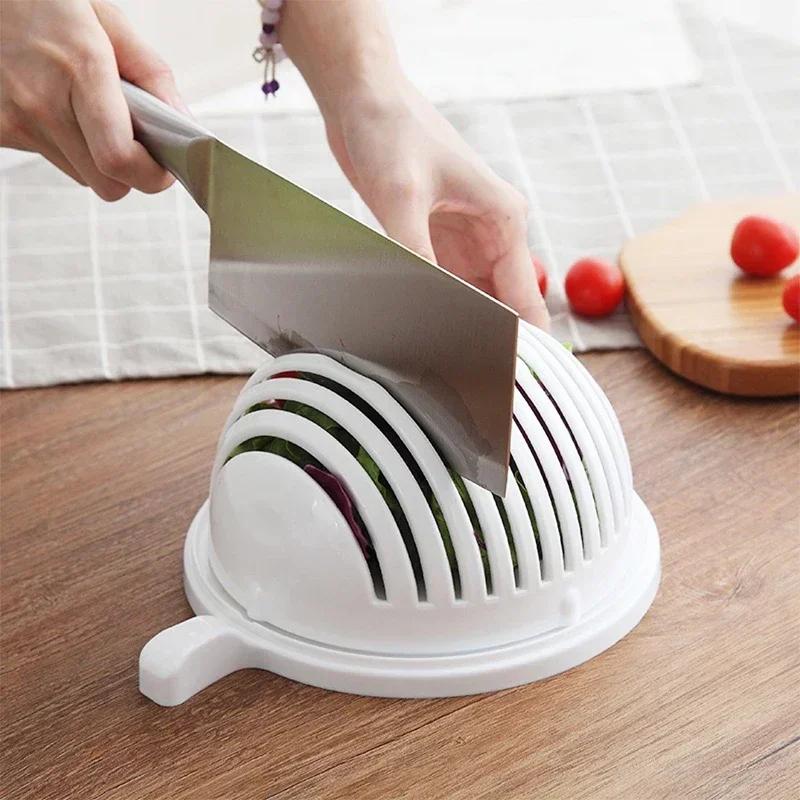 1pc Chopper Vegetable Salad Cutter Cutting Bowl Vegetable Slices Cut Fruit for Kitchen Tools Accessories Gadgets Kitchen Items