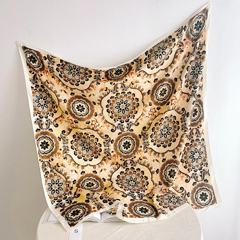 90CM Four Seasons Square Large Square Scarf Luxury Decorative Shirt Professional Headscarf Hairband Sunscreen Headscarf