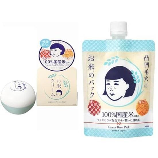 Set Purchase Keana Nadeshiko Rice Cream Dry Skin Pores Moisture Firmness 100 Domestic Rice-Derived Ingredients Face 30g + Pack Radiance Uneven Texture