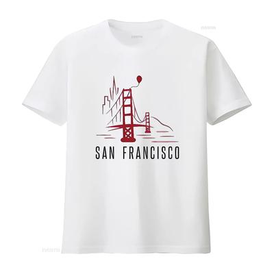 SAN FRANCISCO Cool Tričko Bílé Střední vintage Vyprané Měkké Lehce Unisex Pohodlné módní grafické Ležérní streetwear