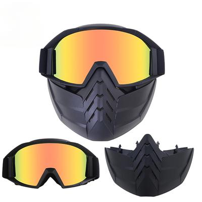 Motorcycle Helmet Riding Goggles Glasses with Removable Face Mask UV Motorbike Glasses Racing Detachable Fog-proof Warm Goggles