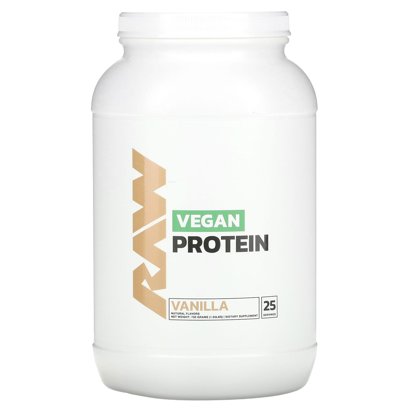 

Raw Nutrition, Vegan Protein, Vanilla, 1.65 lbs (750 g)