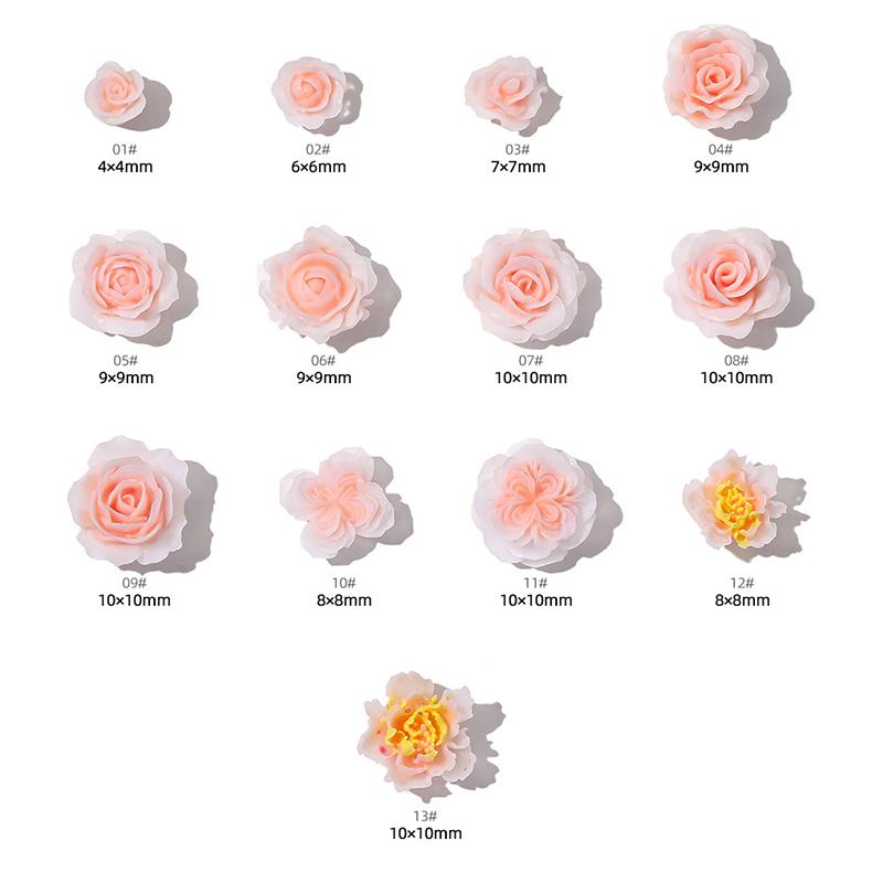 100Pcs Nail Art Mini Flower Resin Gem Stones Diy Nail Crafts 3D Stickers For Gel Polish Nail Accessories Multi-Colors Rose