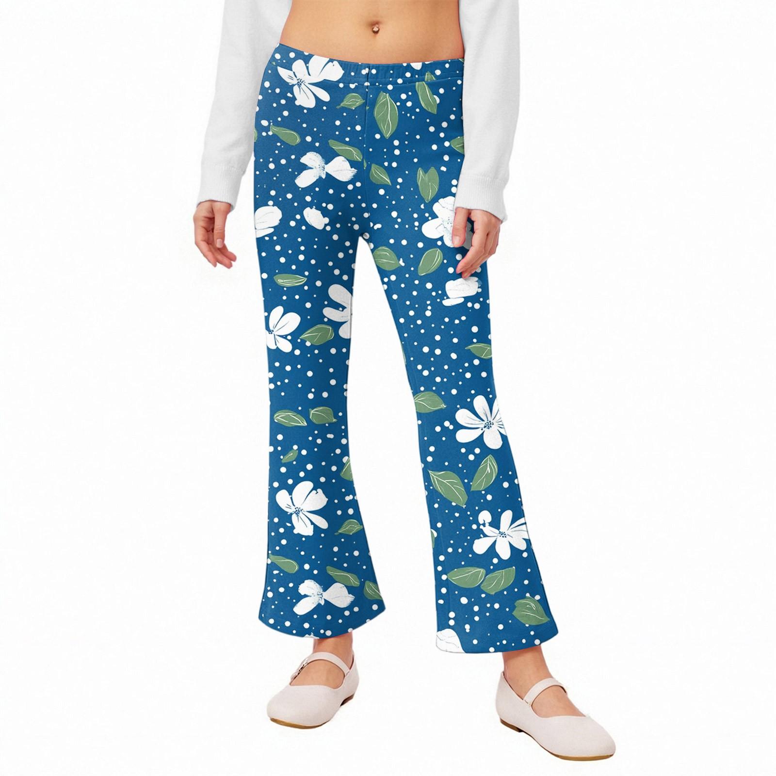 

Расклешенные леггинсы для девочек - Брюки-клеш с принтом 160 небесно-голубой