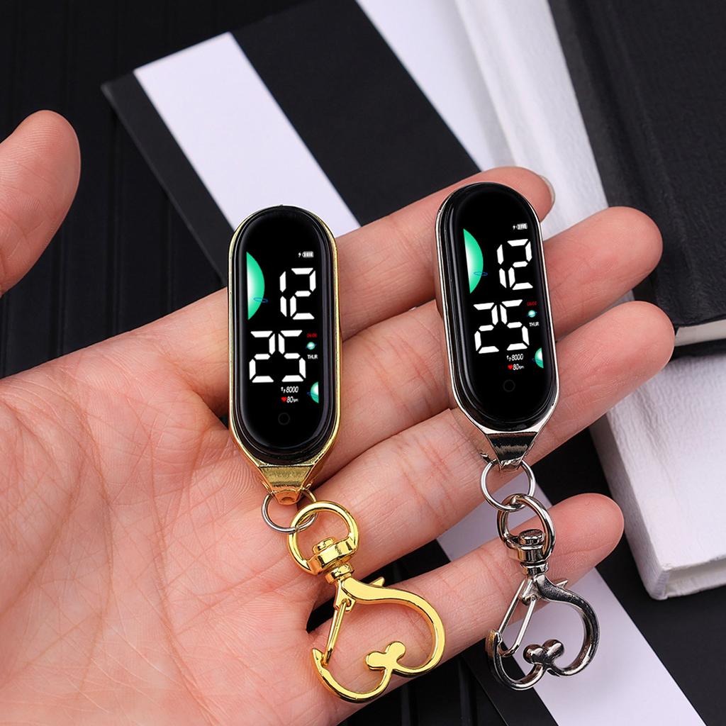 Led Electronic Hanging Watch Keychain Pocket Watch Keyring Hanging Watch Night Lights Touchs Digital Watch Gift