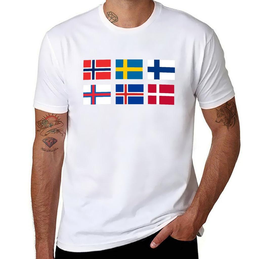 Scandinavian Flags TShirt Basic Daily Outfit Short Sleeve Tee TShirt