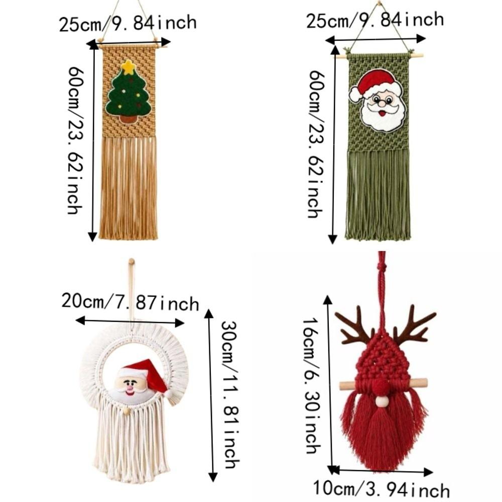 Santa Claus Christmas Tree Tapestry Bohemian Style Cotton Rope Tapestry Living Room