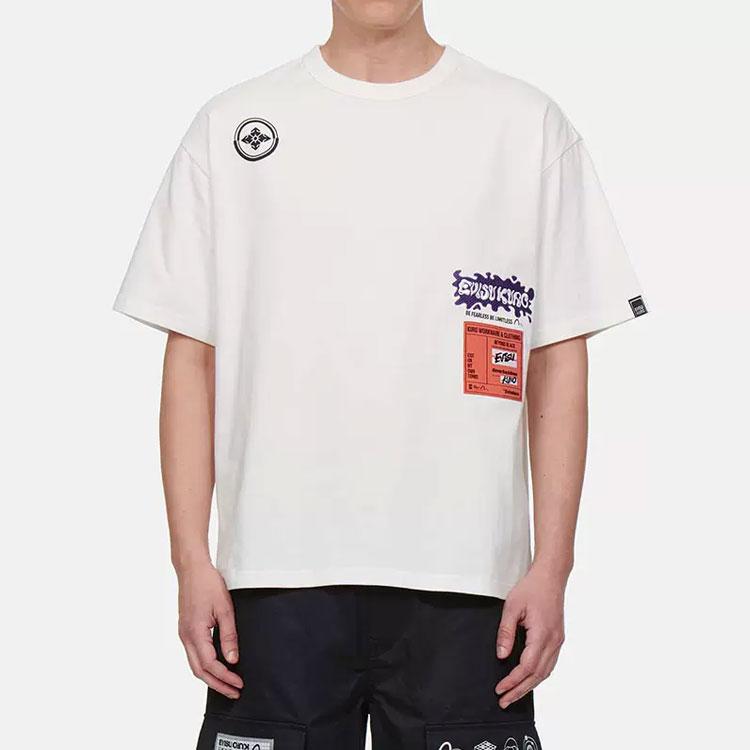 Evisu SS22 Hand-Brushed Family Flower Letter Print Casual T-Shirt Men Tops White 2ESADM2TS595BZCT