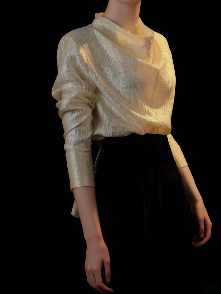 2026 Early Spring Niche Designer Flowing Gold Elegant Shirt