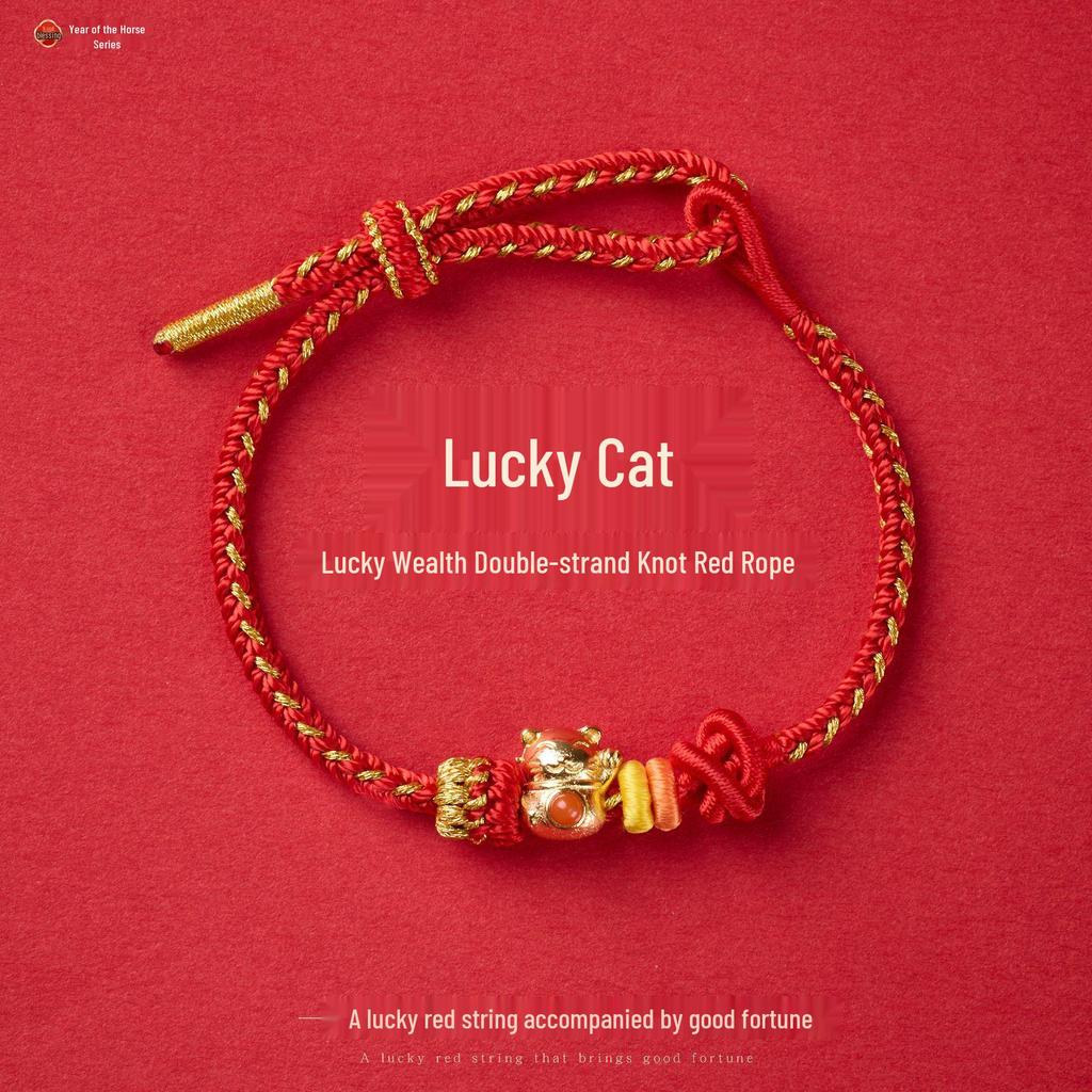 Chinese Zodiac Year of the Horse Handmade Red Rope Bracelet for Good Luck - Unisex Gift