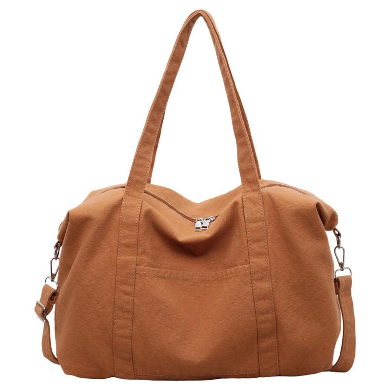 New Women's Canvas Tote Bag Large Capacity Solid Color Casual Handbag Minimalist Commuter Crossbody Bag