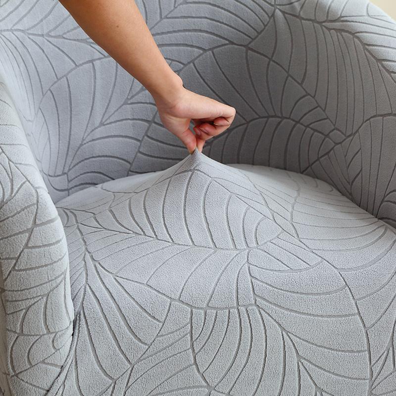 Blätter Jacquard Wannen-Clubsesselbezug Elastische Sesselüberwürfe Wohnzimmer Einfarbig Bar Einzelsofabezüge Möbelschutz