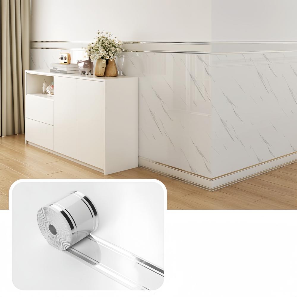 1pc 10cm X 5m PVC Self-Adhesive Marble Baseboard Sticker - Waterproof Skirting Board Protector for Corner Window Sill Home