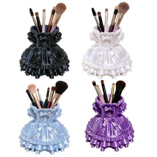 3D Printed Dress Shape Pen Holder, Cute Desk Organizer for Makeup Brushes Stationery, Creative Home Office Decor