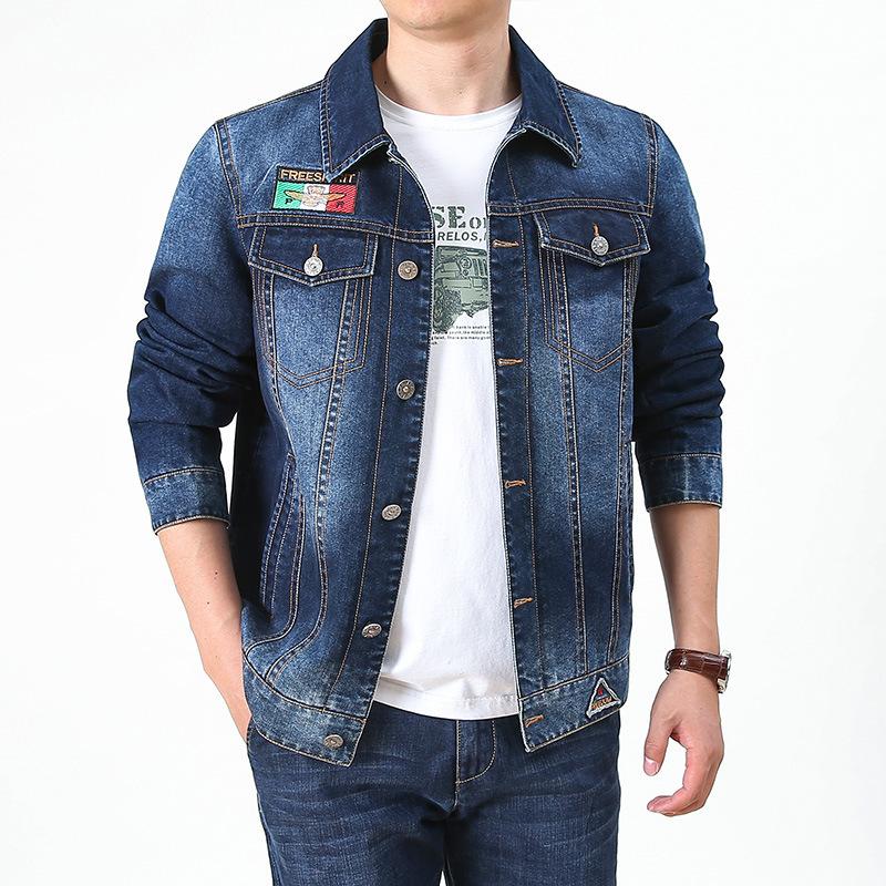 Мужская мода больших размеров мешковатая джинсовая куртка мужская мода принтованное многосумочное мужское пальто с лацканами M