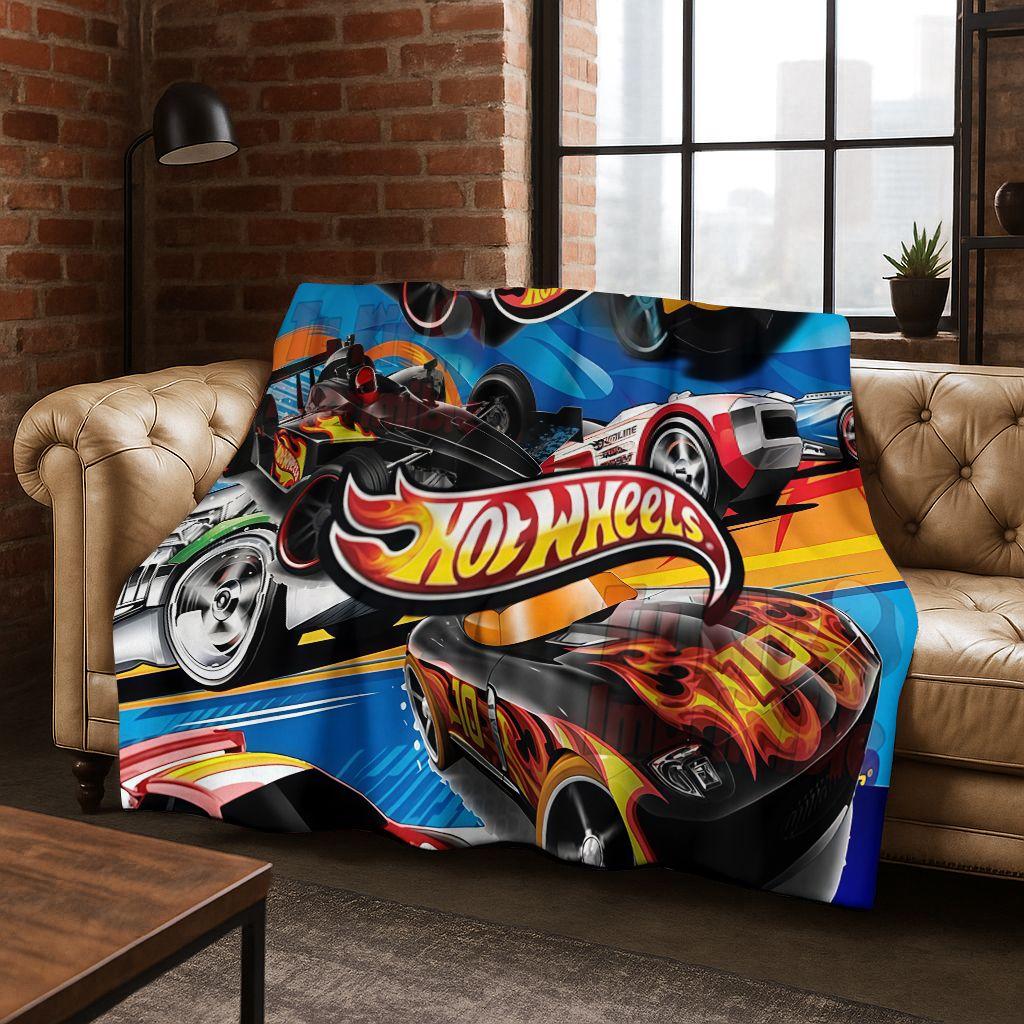 Cartoon Hot Wheels Spielzeug Rennwagen Kunst Flanelldecke, Gemütliche Weiche Überwurfdecke für Zuhause Schlafzimmer Bett Sofa Picknick Abdeckung Kindergeschenk